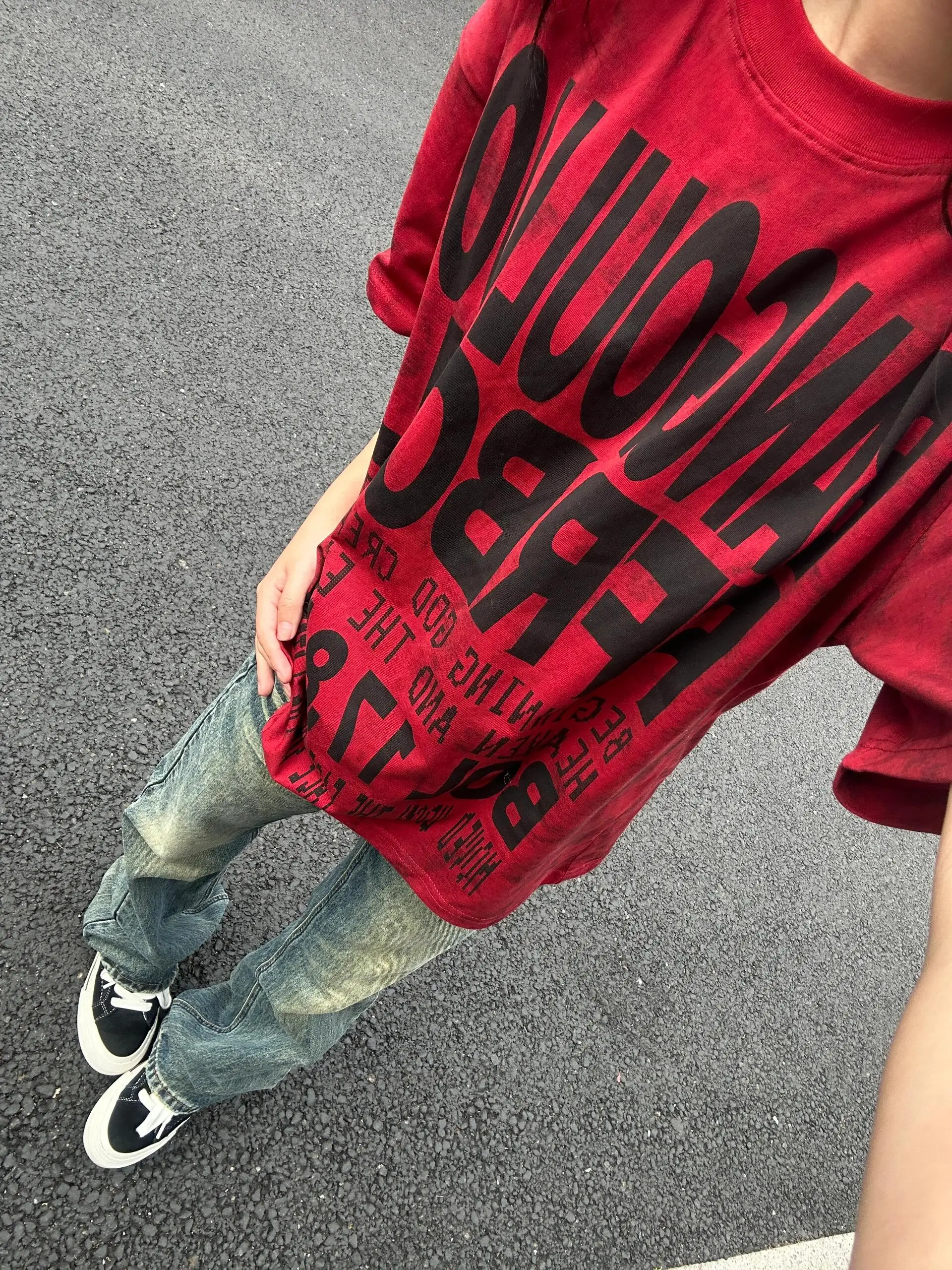 レトロブルー伸縮性スリムフィットジーンズメンズサマー薄手ハイウエストリフトパンツロング丈マイクロフレアパンツユーストレンド