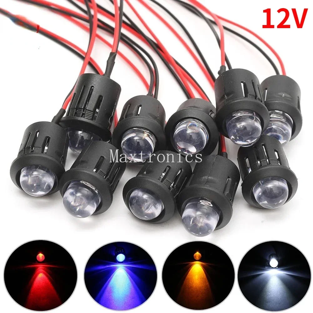 10 Pcs/Set 12V LED Bead Light 10mm Pre-Wired Constant Emitting Diode Cable 20cm Prewired Led Lamp Red/Green/White/Yellow