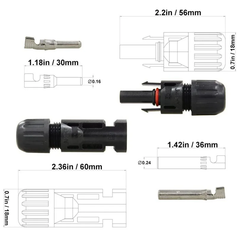 10 Pair of Solar Connector Solar Solar Plug Cable Connectors (male and female) for Solar Panels and Photovoltaic Systems