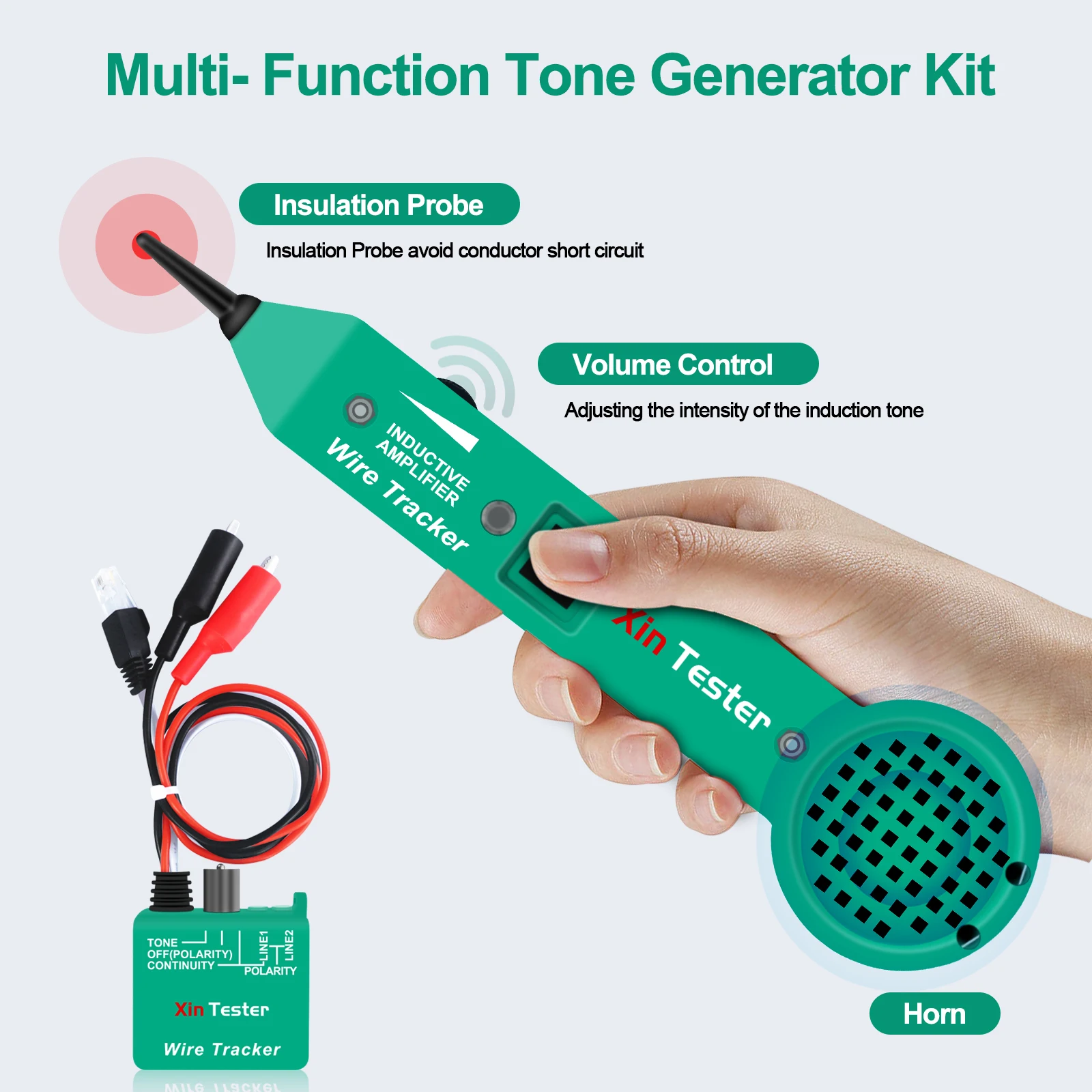 Xin Tester Tone Generator Probe Kit, Wire Toner Cable Tracer High Accuracy Network Cable Jack Testers Ethernet Circuit Trace