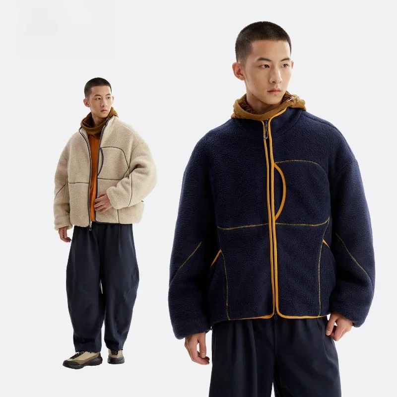 Mens Padded Winter Jacket Stand Collar Zip Front Relaxed Fit Long Sleeve Warm Casual Outdoor Coat with Pockets for Daily Wear