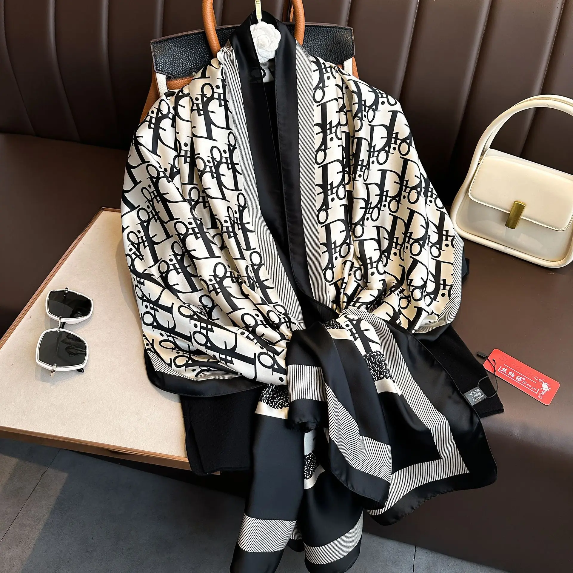 1 Pcs 180x90 Cm Large Silk Soft Scarf Women Stylish Print Long Shawl Handkerchief Summer Elegant Travel Wrap Hot