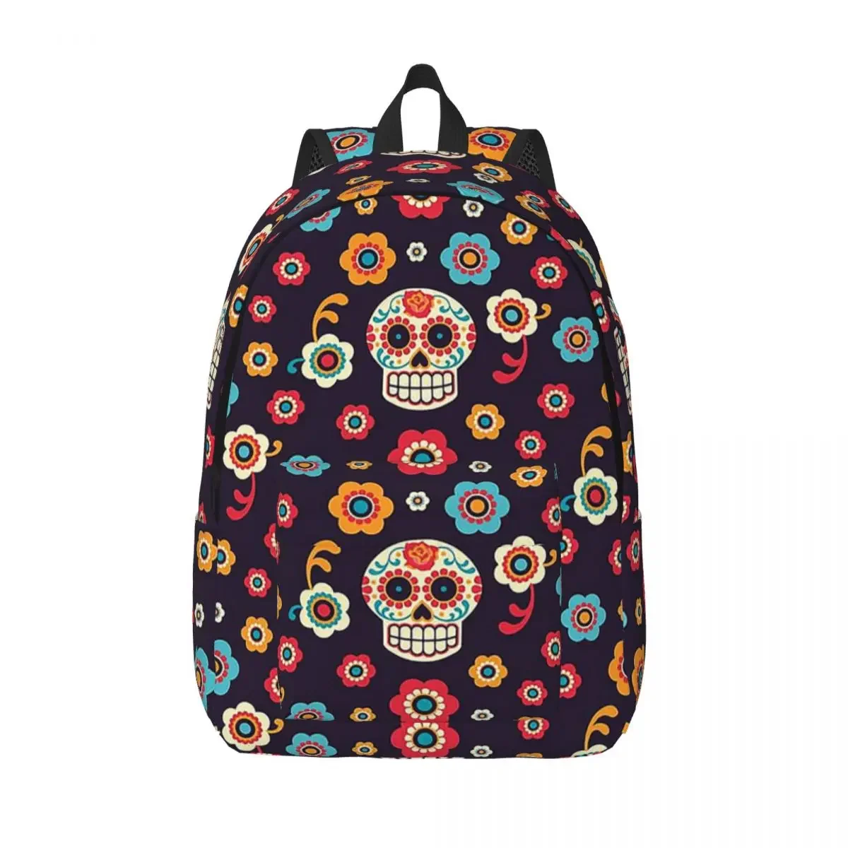 Sugar Skull for Teens Student School Book Bags Colorful Mexican Canvas Daypack Middle High College Sports