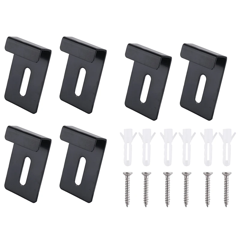 6 Piece Metal Mirror Clips Black 3/4 Wide Channel Mirror Hanger Clip Large Heavy Retainer Clips For Mirrors