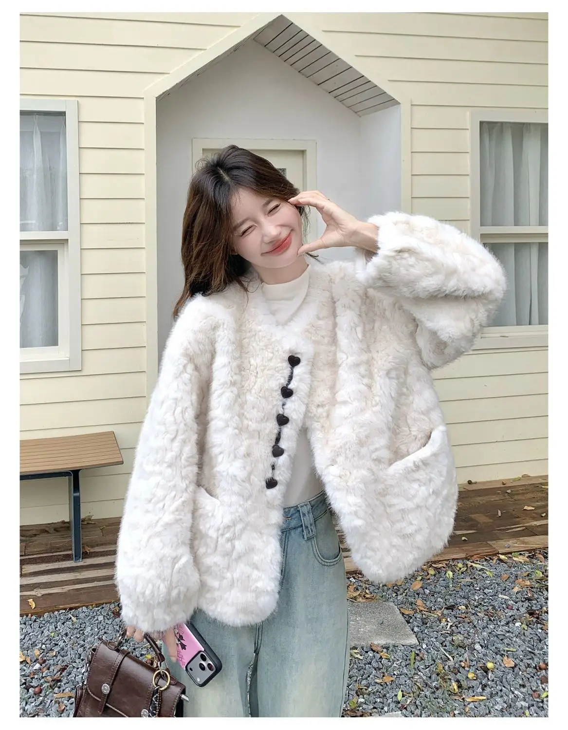 Manteaux verts en fausse fourrure pour femmes, capuche amincissante, tendance, motif tacheté, manches debout, longueur bouffante légère, capuche Raglan