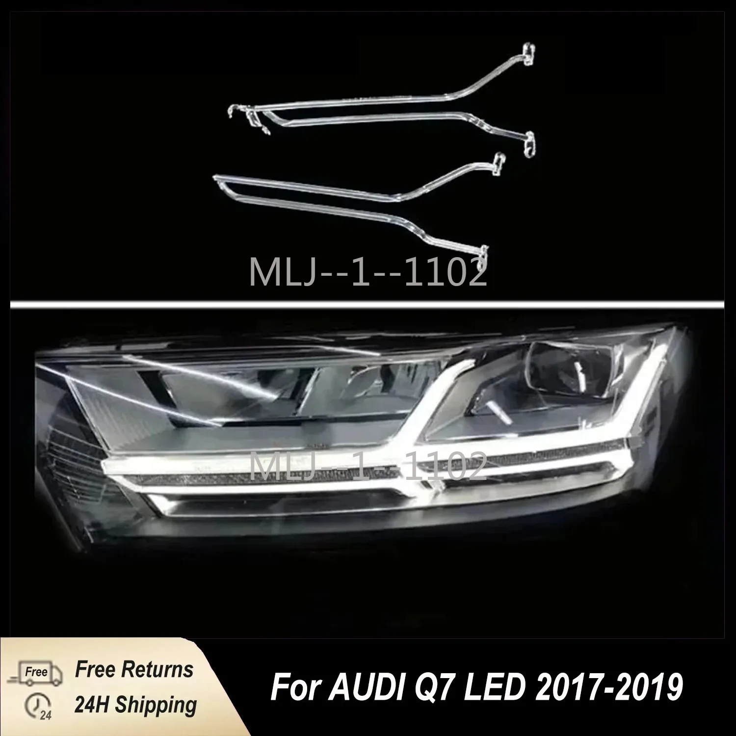 For AUDI Q7 2016 2017 2018 2019 Car Headlight DRL Tube Light Bars Acrylic tube LED Fiber For High Version LED Light DRL Strip