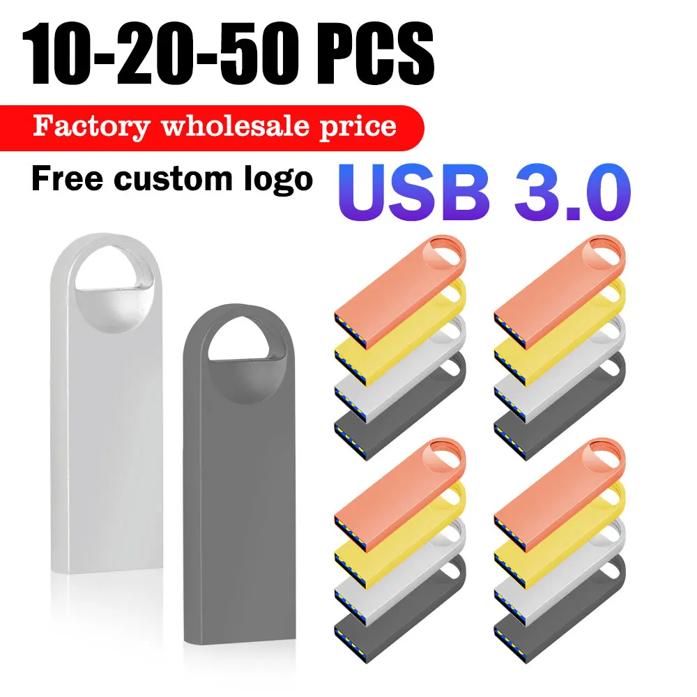 

10/20/50PCS/LOT Free Custom LOGO Metal Usb Sticks USB Flash Drive 3.0 High Speed Pen Drive 16GB 32GB 64GB 128GB Pendrive 8GB
