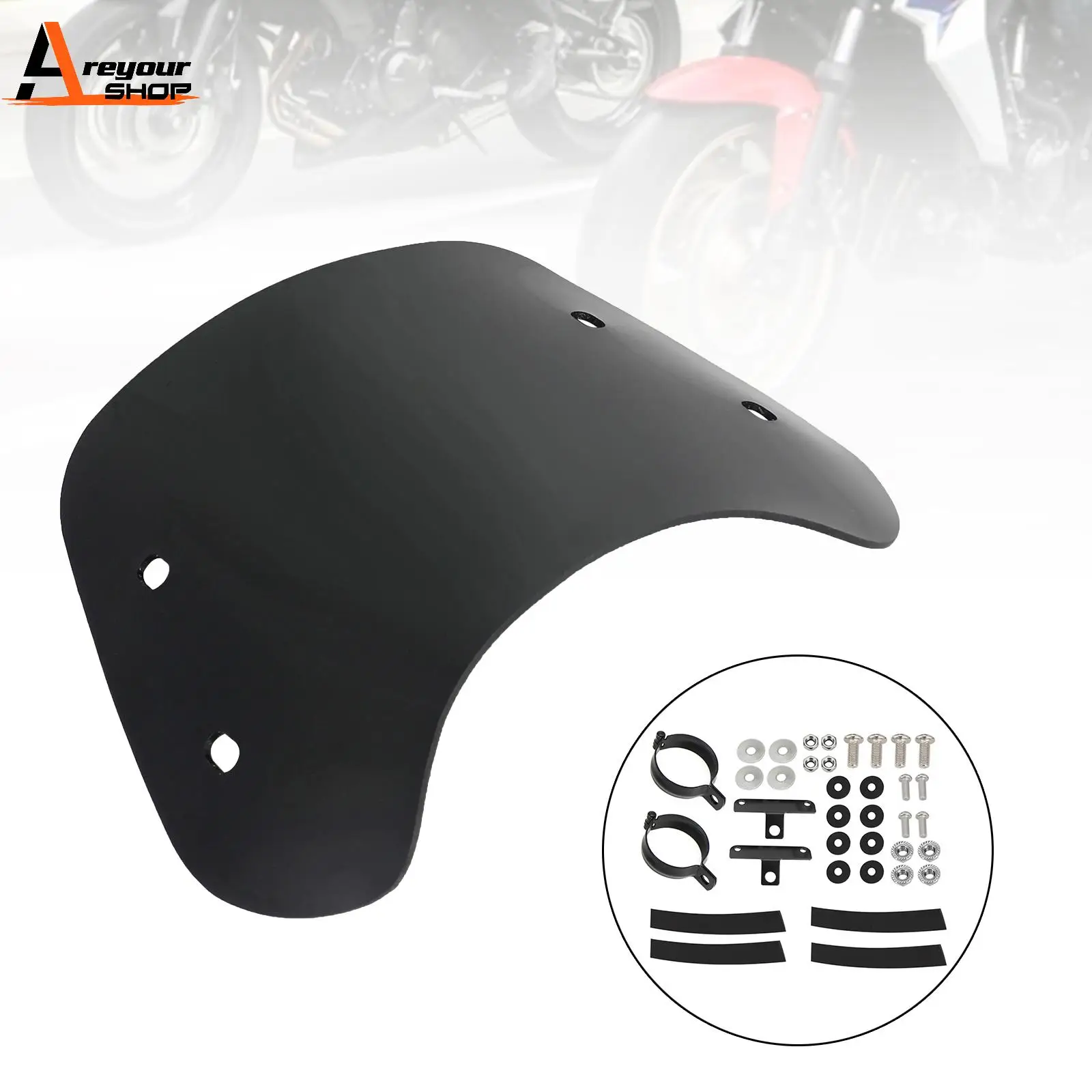 

Areyourshop Universal Windshield WindScreen fit for motorcycle with 52-60mm front fork Motorcycle Accessories