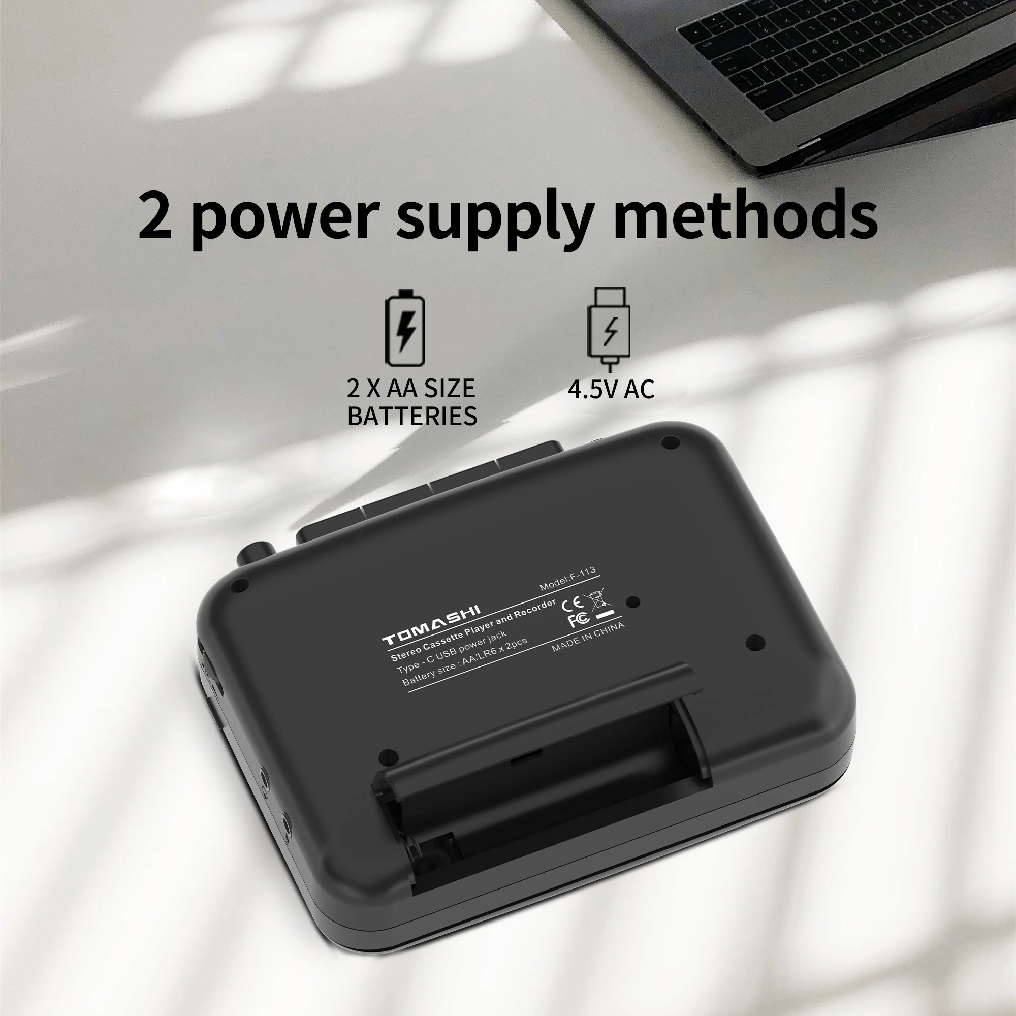 TOMASHI ポータブル ステレオ カセット プレーヤー テープ レコーダー ウォークマン マイク付き、ヘッドフォン ジャック、カセット プレーヤー