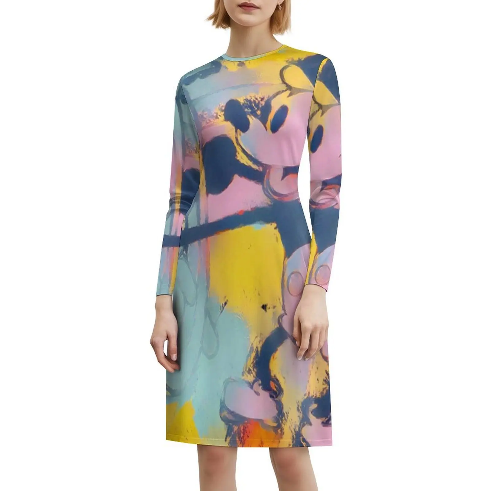 قارب بخاري ميكي على طراز Warhol فستان بوهيمي بدون أكمام متعدد الطباعات لحفلات عطلة الشاطئ فستان Steamboat Willie Warhol #6