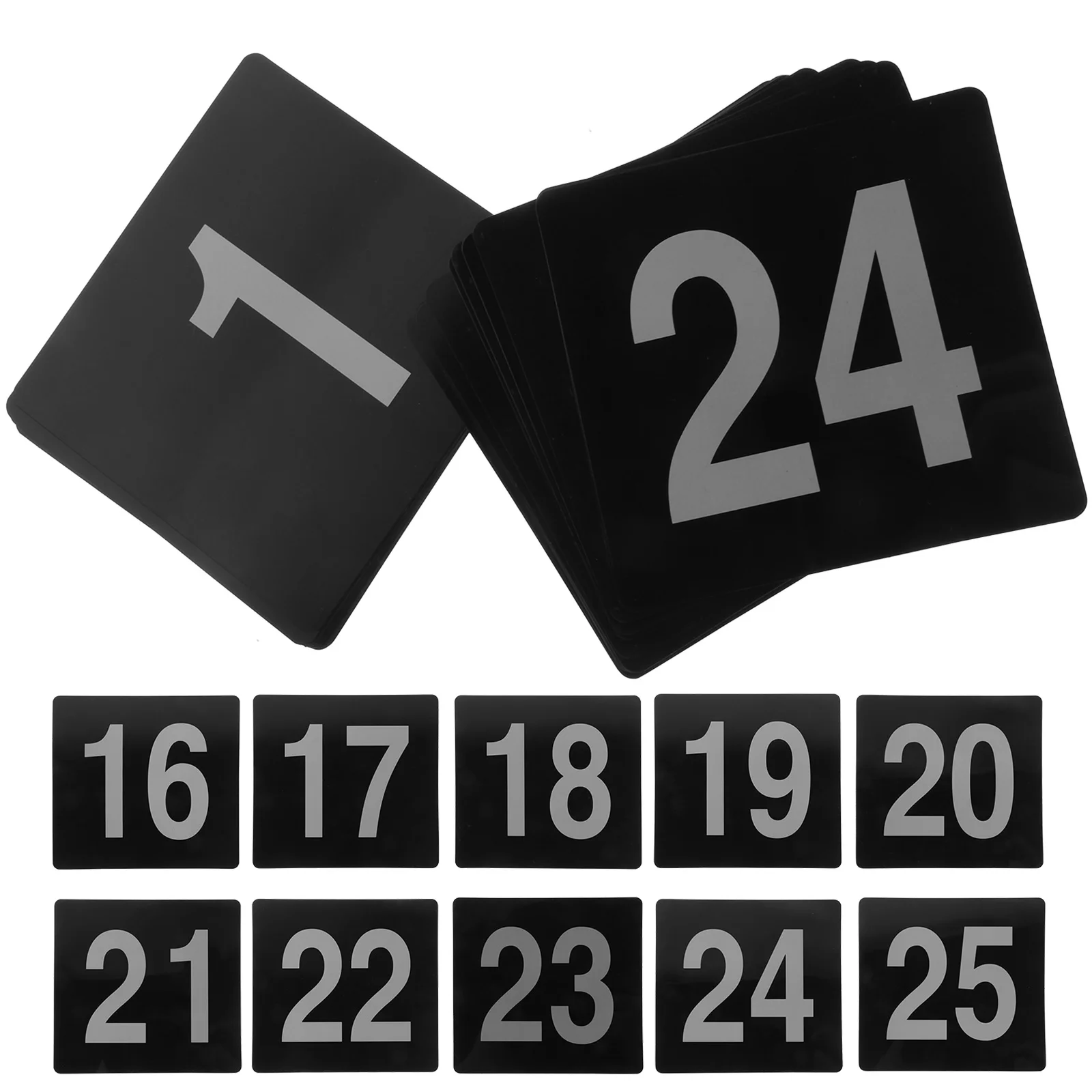 

25Pcs Black White Seating Number Signs Table Number Cards Party Wedding Reception Chair Reserved Signs Plastic Reusable