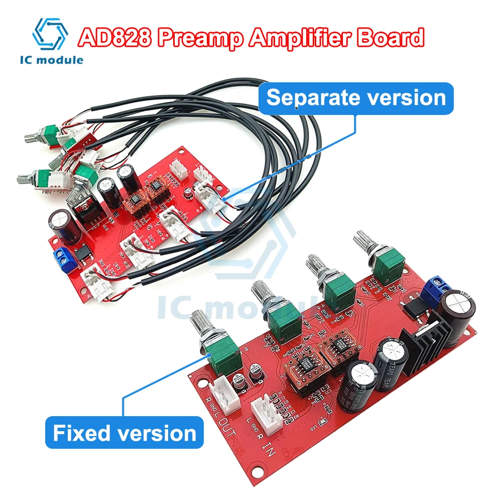 AD828 NE5532 Preamp Amplifier Board audiophile stereo HIFI Volume Tone Control Pre-amp Preamplifier Treble Midrange Bass Pre amp