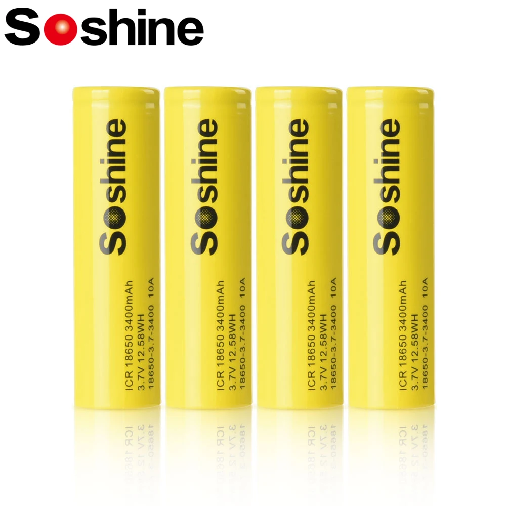 Soshine 18650 3C Battery 3.7V 3400mAh Li-ion Rechargeable Battery 18650 3400mah Batteries 100% Original for Flashlight LED Lamp