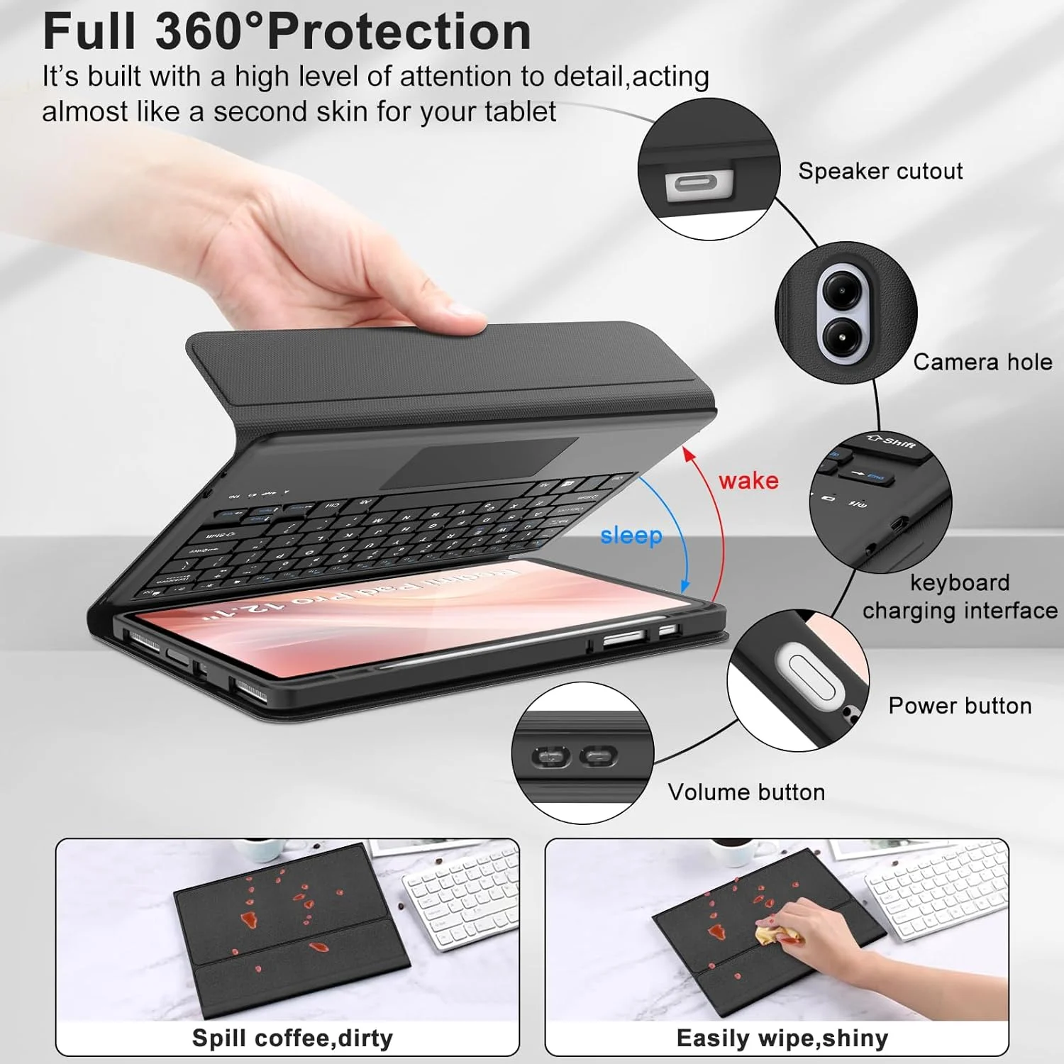 Funda para Redmi Pad 2 SE 11 "Xiaomi Pad 5/6 Pro 11" Xiaomi Pad 7 Pro 11,2 ”Redmi Pad Pro Poco12.1" Funda para estación inteligente Teclado