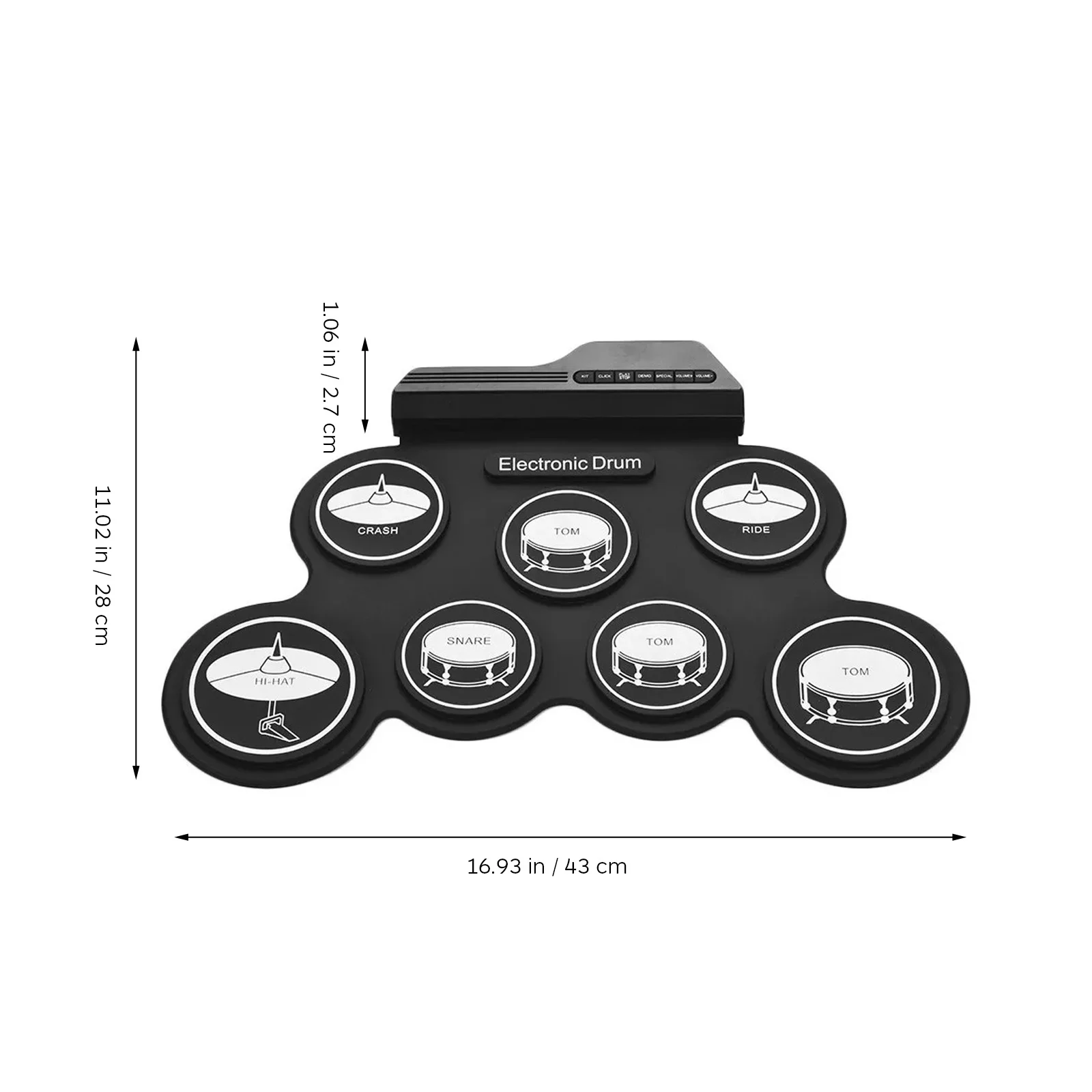 مجموعة واحدة من وسادات الطبول الإلكترونية المحمولة للمبتدئين، صوت واقعي، خفيف الوزن وسهل الحمل للسفر #3
