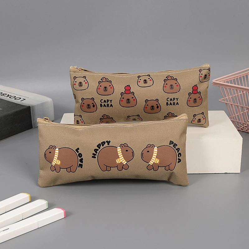 Cartoon Capybara Capybara Pencil Bag Multi-Functional Large Capacity Stationery Box Multi-Layered Oxford Stationery Organizer