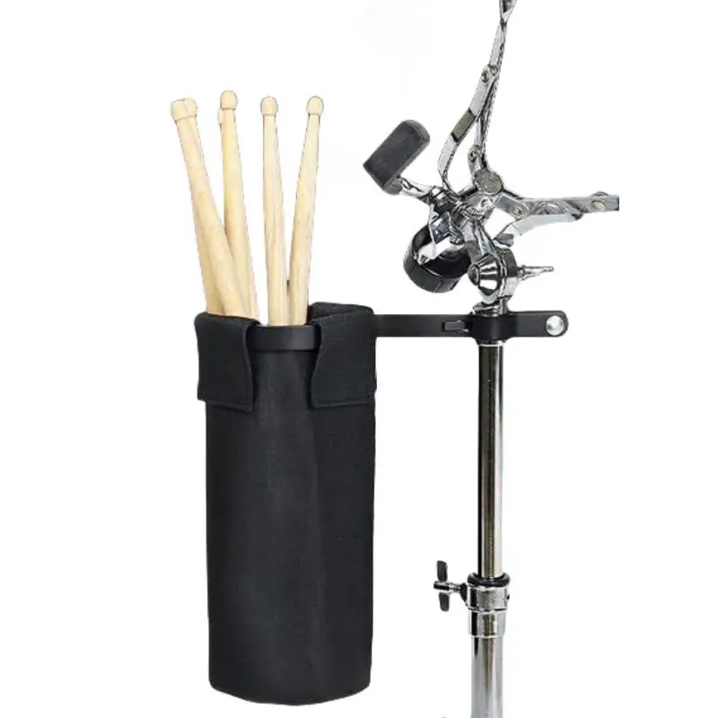 Drumstick Tube Bag Black Cylindrical Drumstick Holder Oxford Cloth Metal Clip Sturdy Percussion Drum Instrument Accessories