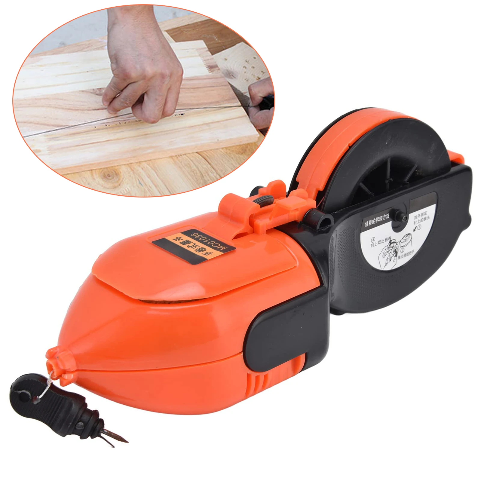 Chalk Line Tool, Woodworking Mini Ink Marker Fountain Automatic Manual Pipeline Chalk Line Enough Line Length Tool - No Ink