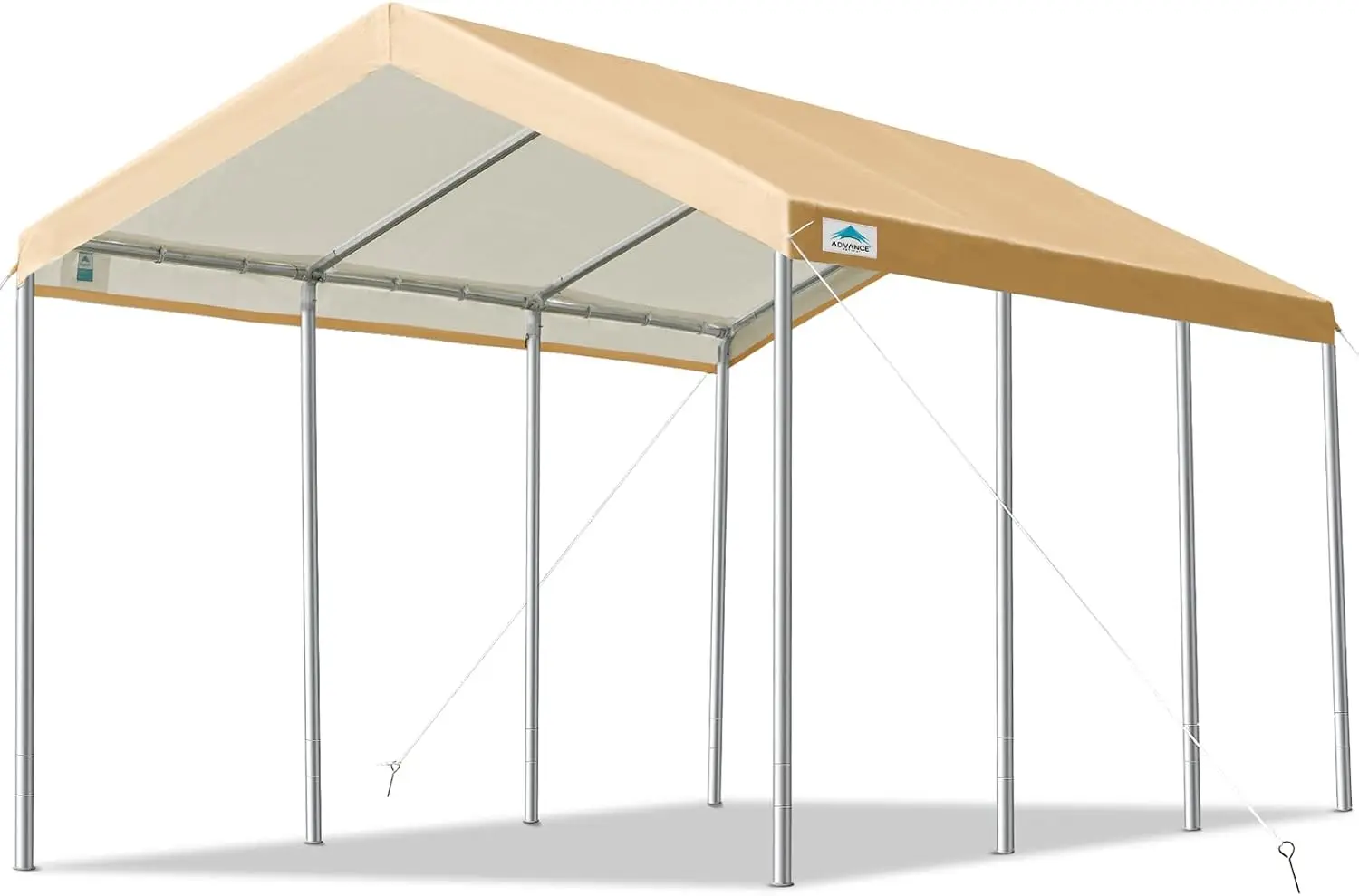 

10x20 ft Heavy Duty Carport, Adjustable Height Garage Car Canopy Party Tent Boat Shelter, Beige