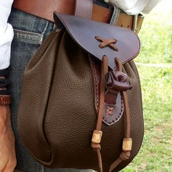 Medieval Viking Mini Bag Coins Retro PU Leather Dice Bag Pouch Drawstring Purse Holster Renaissance LARP Cosplay Accessories