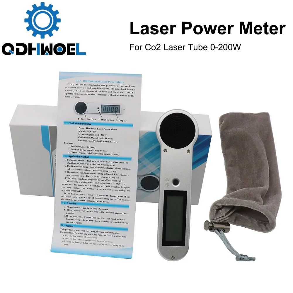 QDHWOEL Co2 Laser Power Meter Hand-held HLP-200B For Co2 Laser Tube 0-200w With Engraving and Cutting Machine