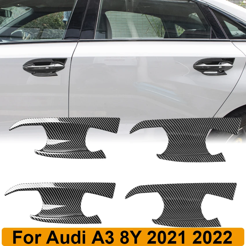 

4PCS/SET For Audi A3 8Y Sedan Sportback 2021 2022 Exterior Door Handle Bowl Cap Decoration Cover Trim Sticker Car Accessories