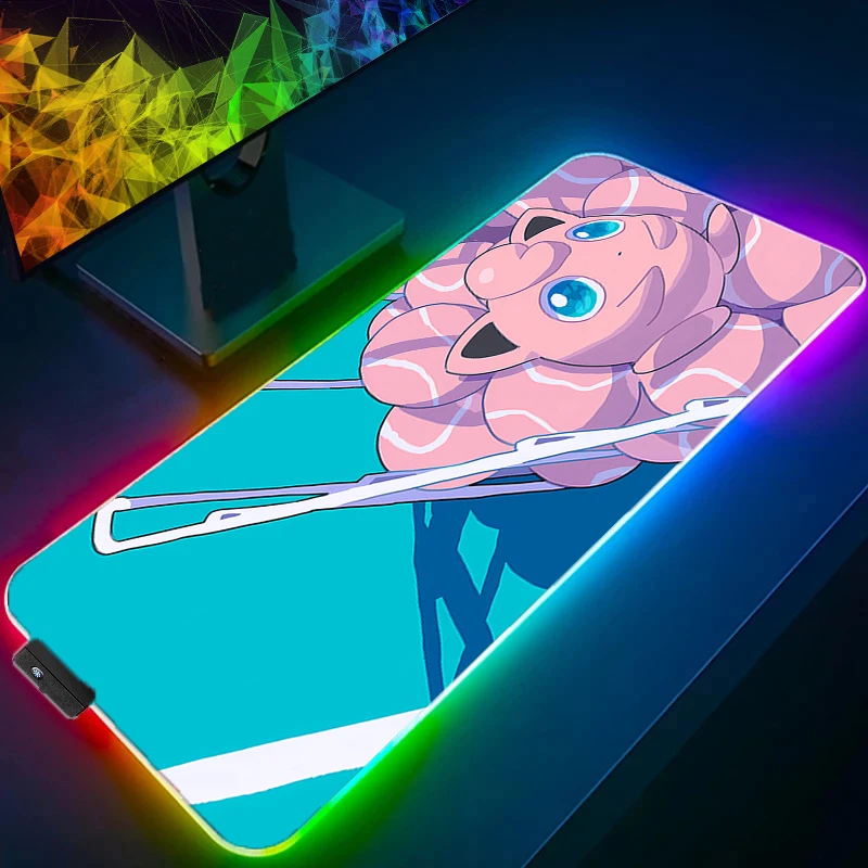 RGB لوحة ماوس كبيرة مكتب الحصير ملحقات ألعاب الكمبيوتر XXL LED لوحة الماوس P-بوكيمون G-Gengar شيطان القاتل Nezuko لوحة المفاتيح حصيرة