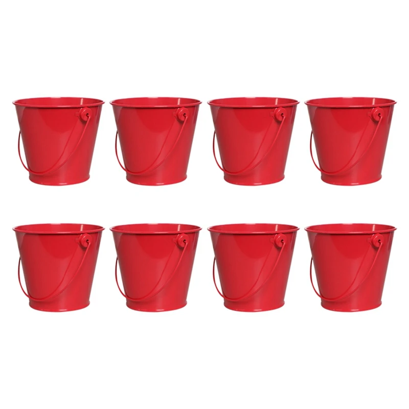 Small Metal Bucket With Handle, Beach Toys Mini Bucket For Partys Decoration, Classroom, Desktop Storage Bucket,8Pcs