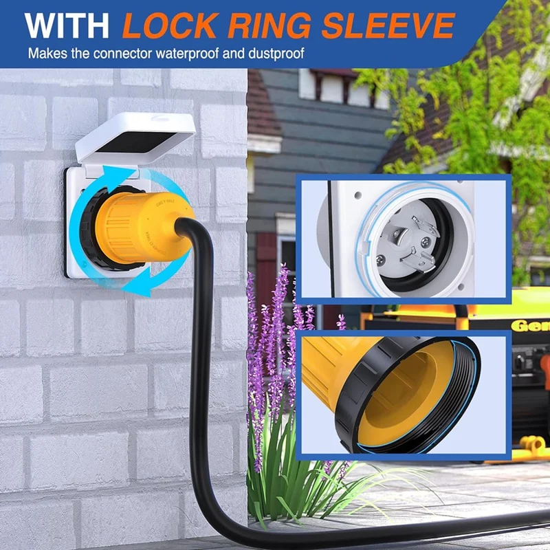 RV Plug Twist Lock Inlet,Shore Power Inlet Plug 125V/250V RV Power Receptacle For Marine Boat Trailer Campershed-A38G