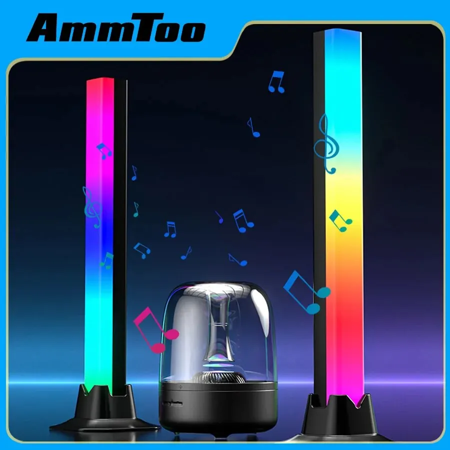 AmmToo 2Pcs APP/Remote Control LED Desktop Mood Light RGB with Dynamic Effects and Music Modes for Bar Home Game Desktop Decor