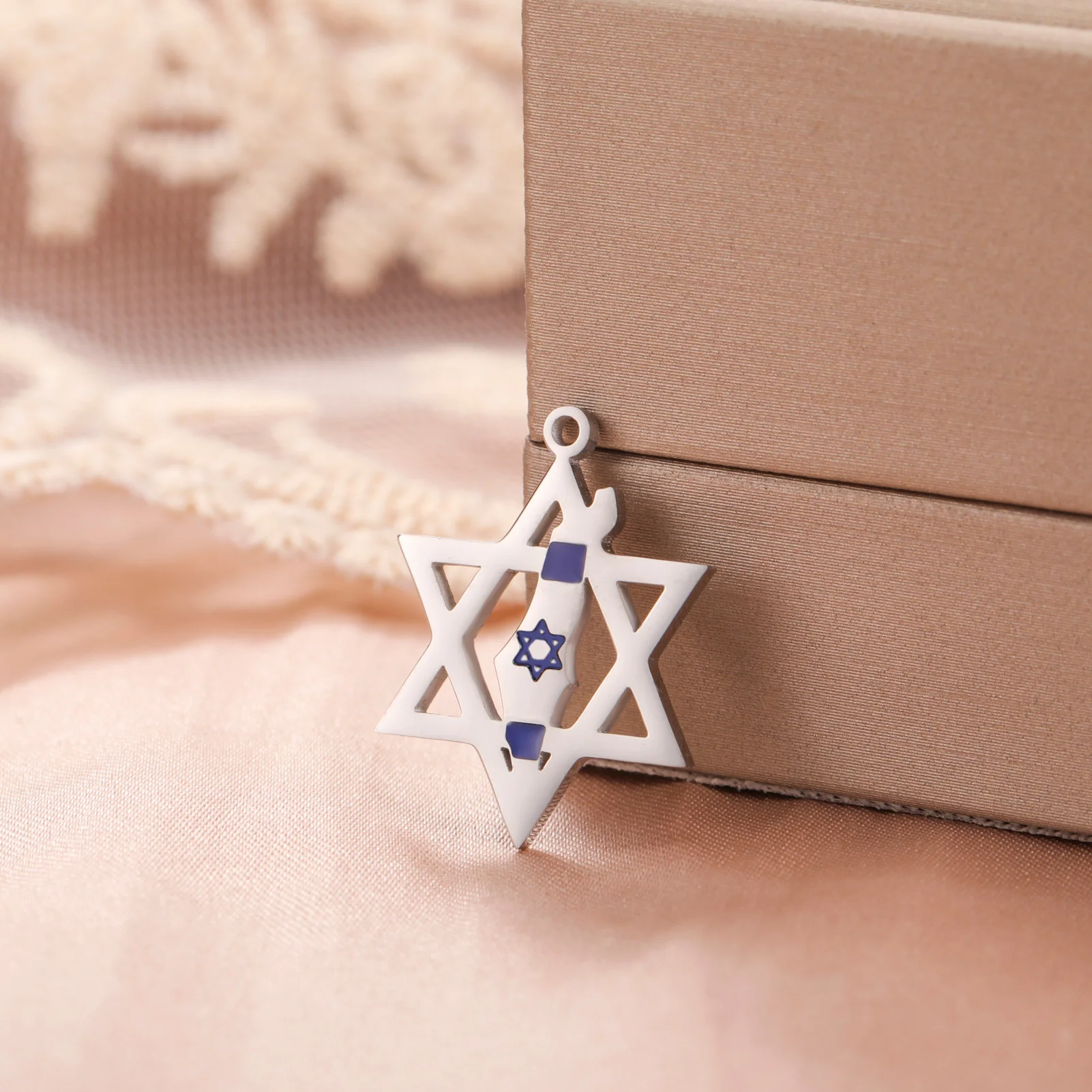 Jewish Star Of David  Drip Oil Hexagon Stainless Steel Pendants For Necklace Bracelets  Earrings Keychain Jewelry DIY Gifts