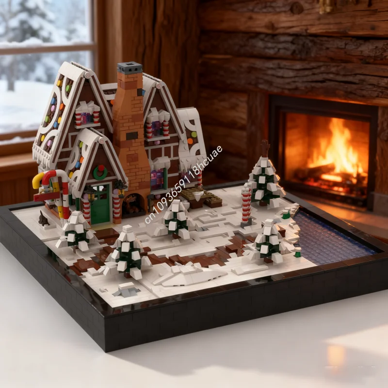 

1518 шт. MOC пряничный домик диорама создатель модель строительные блоки сборка идея образование кирпич рождественские подарки игрушки на день рождения