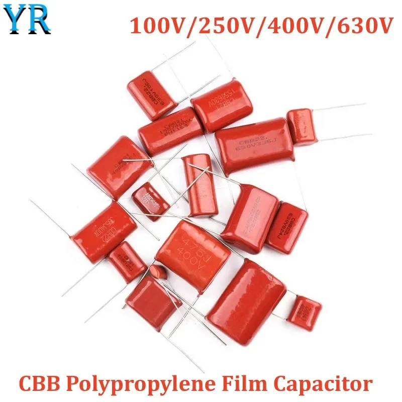 

10 шт. 100 В 250 В 400 В 630 В CBB полипропиленовый пленочный конденсатор 101J 103J 104J 105J 125J 221J 222J 224J 225J 333J 334J 474J 683J 684J