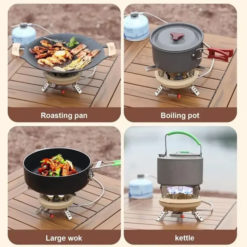 Camping Portable Mini Camp Stove 16000W 5-Core Strong Power Gas Stoves Windshield Butane Gas Burner with Pizeo Ignition