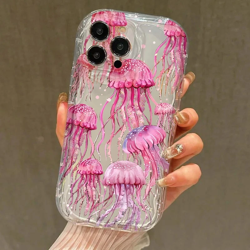 

Vivid Jellyfish Pattern Clear Phone Case For Samsung Galaxy S25 S24 S23 S22 S21 Ultra Plus FE A56 A36 A55 A54 A25 A24 A53 Cover