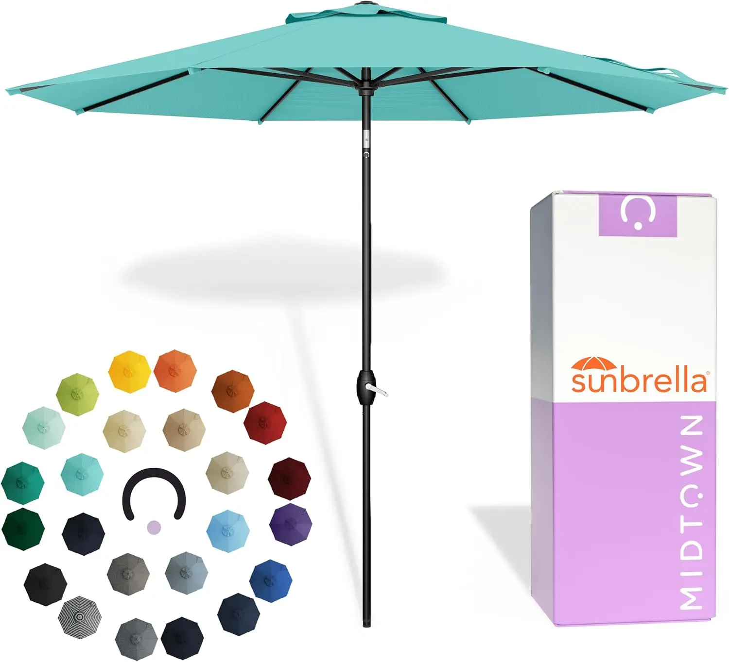 

Umbrellas - The Lean 10 Ft Patio Umbrella with Fade-Resistant Sunbrella Fabric, Auto-Tilt Aluminum Frame and 8 Reinforced Ribs