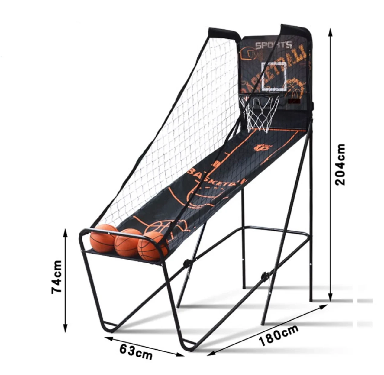 折りたたみ式シングルショットバスケットボールアーケードゲーム機、折りたたみ式バスケットボールシステム、1人用バスケットボールシューティングゲーム TB-1918