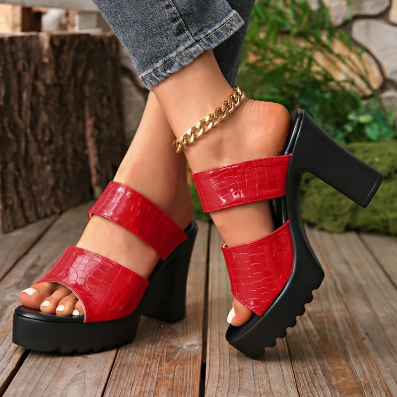 

Womens High Heels Sandals Thick Bottom Slippers Ladies Summer Slippers Woman Platform High Heels Shoes Size 36-43