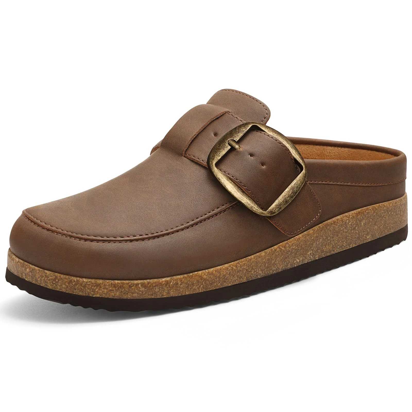 Comwarm Damen Clogs aus veganem Leder, klassisches Loafer-inspiriertes Design, Mules mit weicher Schaumstoffzwischensohle, Outdoor-Slipper für Damen – Detail 12