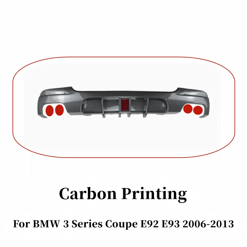Achterbumper zwarte diffuser splitter spoiler met LED verlichting exterieur bodykit voor BMW 3 Serie Coupé E92 E93 2006-2013