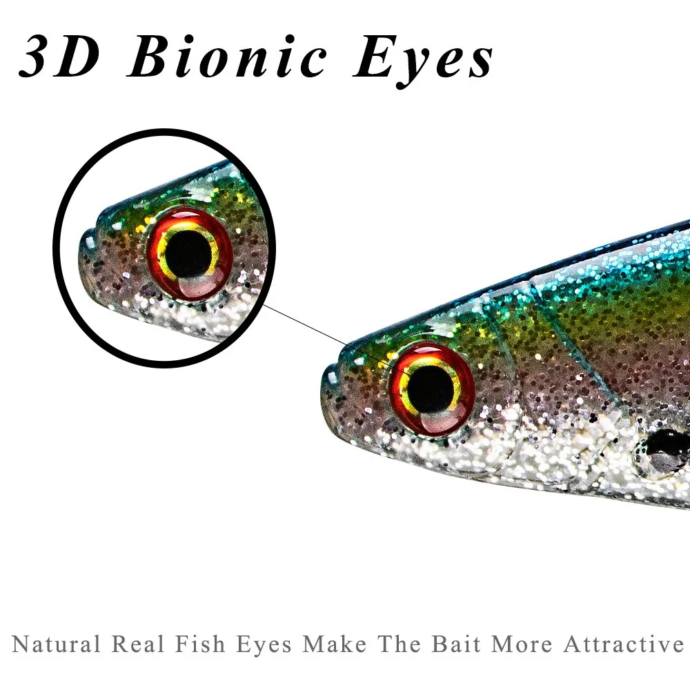 

T-Tail 3D Eye Simulation Fishing Lure Soft Bait Baitfish Shad Soft Swimbait Silicone Paddle Tail T Tail Soft Baits Freshwater