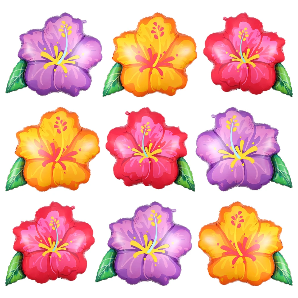 

10/30pcs Hibiscus Flower Foil Ballon Hawaiian Luau Tropical Party Decorations Summer Beach Wedding Birthday Baby Shower Supplies