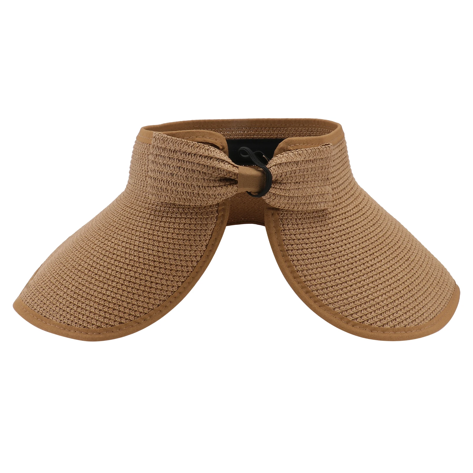 

Breathable Khaki Straw Sun Visor Hat Foldable Wide Brim Summer Beach Bowknot Women Girls Fashion Travel Sun Protection
