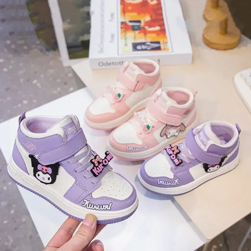 Kuromi Anime Kawaii Sanrio High Top scarpe Casual Cute Cartoon bambini My Melody Ins Fashion Board Sneakers regali per bambini