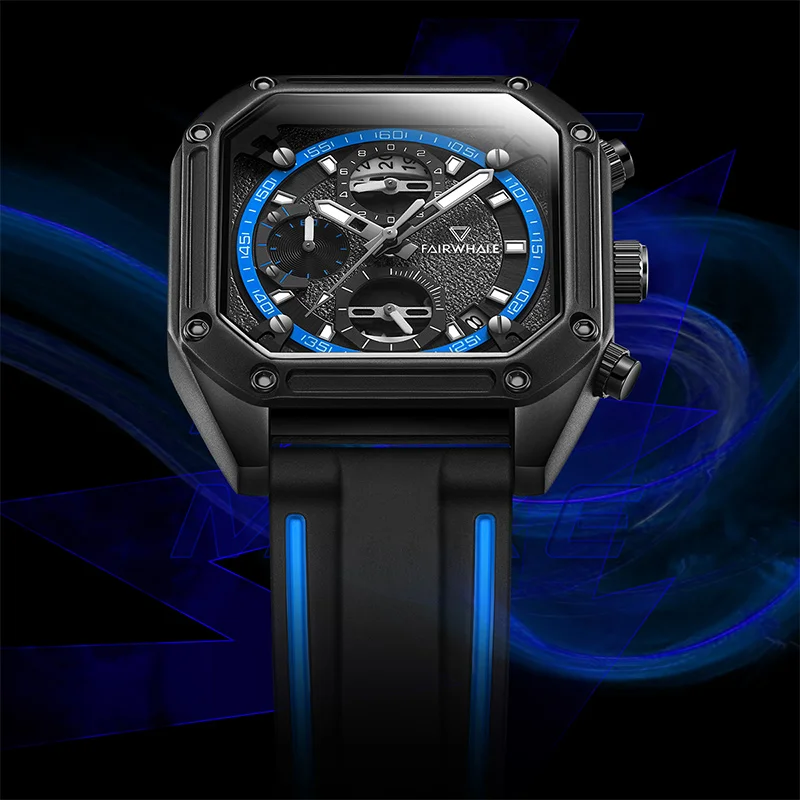 

Mark Fairwhale 5540, модные часы для мужчин, водостойкий силиконовый ремешок, ночник с датой, многофункциональные спортивные кварцевые наручные часы