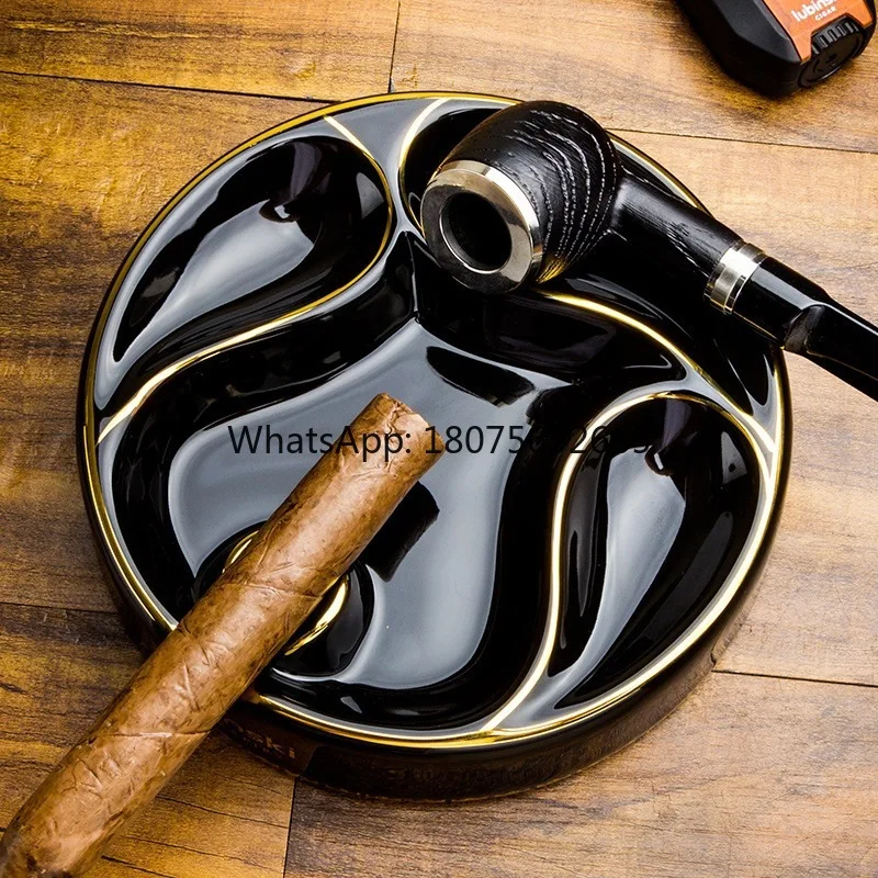 Rubinski cigar pipe dual-purpose ashtray bone ceramic fashionstylish round smoke extinguisher pipe holder for home