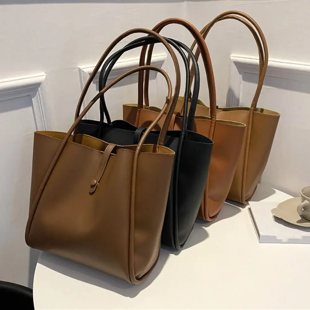 

Fashion Large Capacity PU Leather Shoulder Bag French Style Handbag Retro Underarm Bag Simple Casual New Design Tote Bag Outdoor