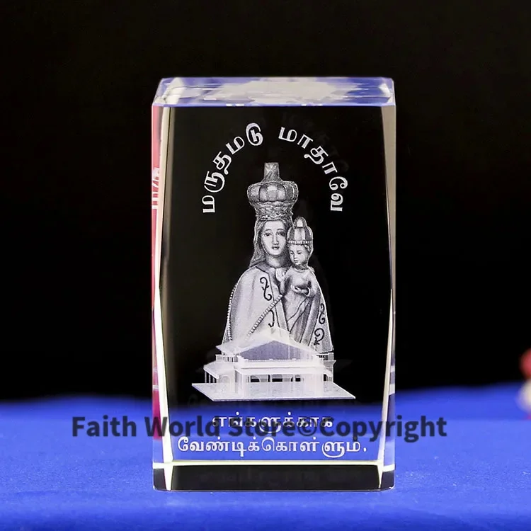 GOOD # OFFICE HOME Best gift Decor Roman Catholicism the Virgin Mary the Madonna Religion 3D Crystal Image Decoration-FREE SHIP