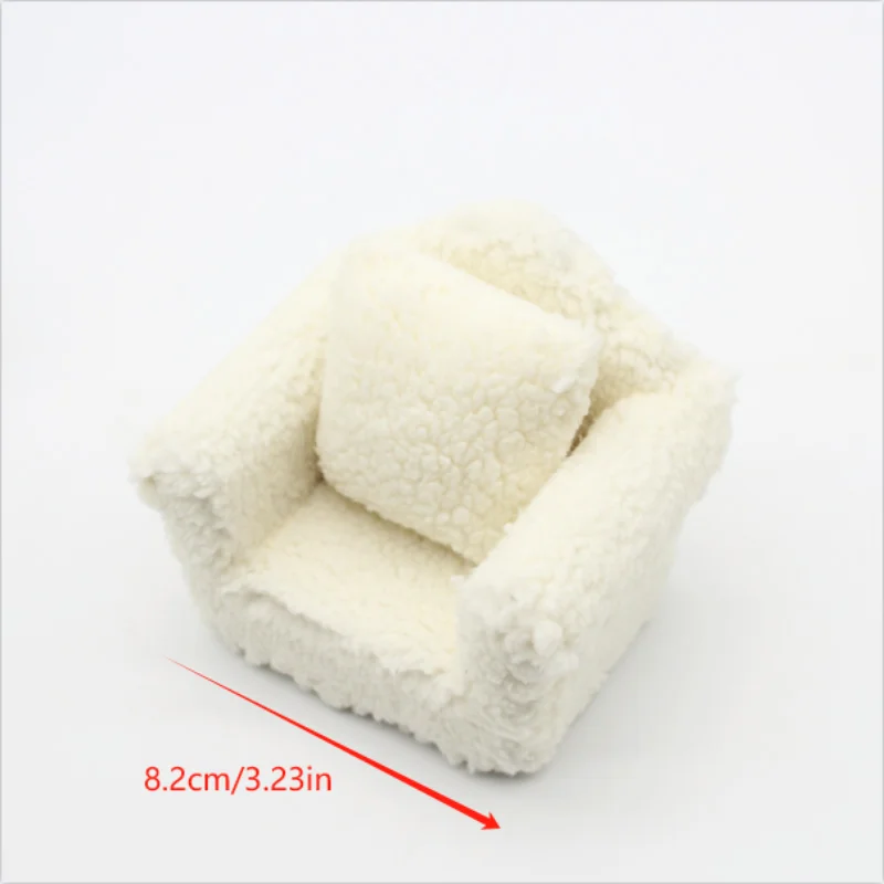 Cute Dollhouse Toy Simulation Plush Sofa With Pillow Miniature Furniture Model Play House Toy Decoration DIY Accessory Kids Gift