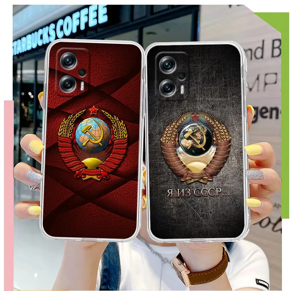 Clear Phone Case For Redmi NOTE 12 11 11T 13 10 9 8 7 Pro PLUS 4G 5G Case Funda Capa Shell CCCP Two-Headed Eagle Flag Of Russia